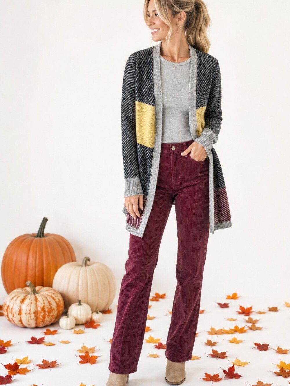 Cabi Colorstack Cardigan Sweater Cotton 467 Fall Colors